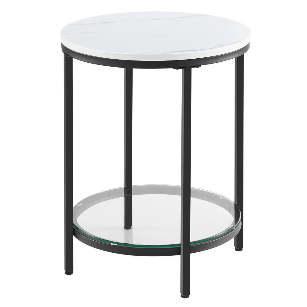 Table d’appoint ronde moderne acier effet bois blanc marbré Table d’appoint ronde moderne acier effet bois blanc marbré