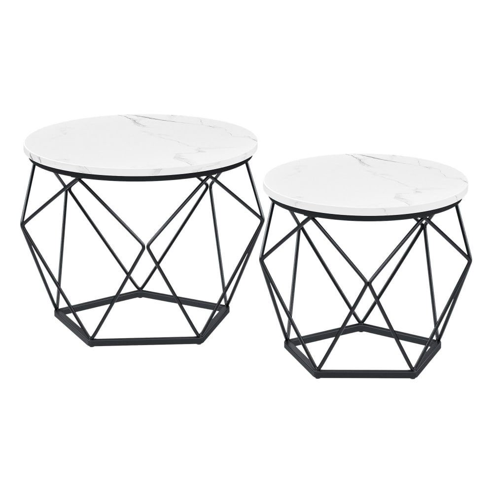 Tables basses ronde moderne cadre en acier blanc noir