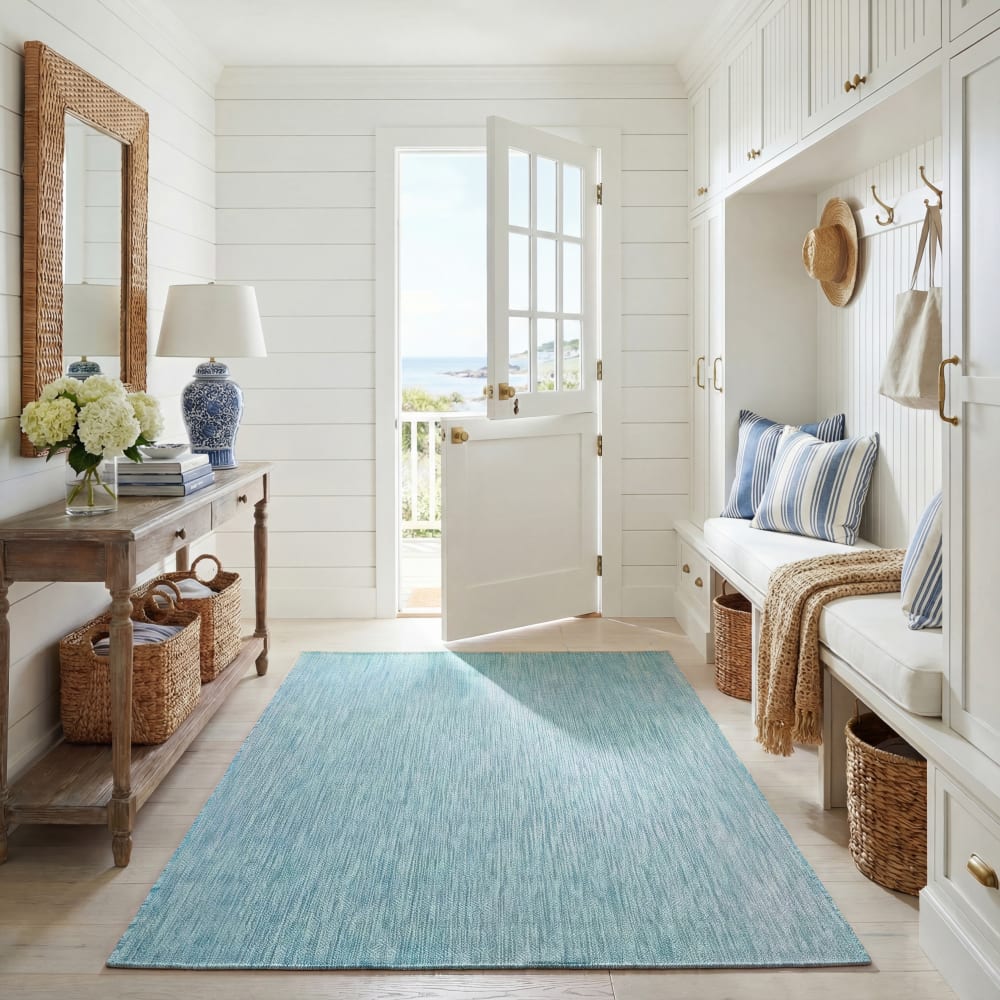 Safavieh Zeitgenössische Polypropylen-Teppich in Blau, 79 x 152 cm style modern Blau Pp - Polypropylen
