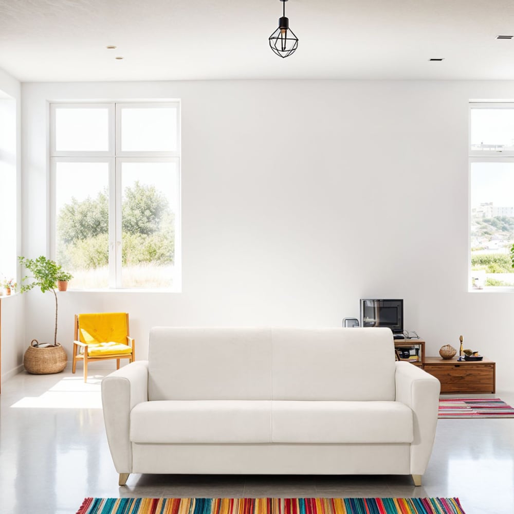 Canapé convertible express 3 places en velours crème - Maisons du Monde