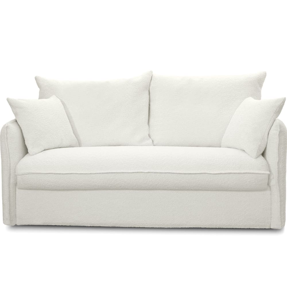 Canapé convertible express 3 places en tissu bouclette écru