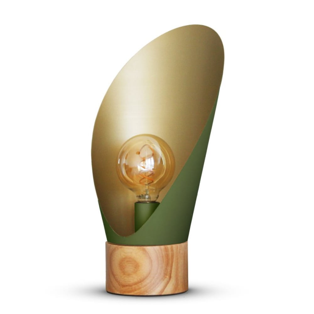 Lampe à poser xl bois et métal olive et champagne - Maisons du Monde