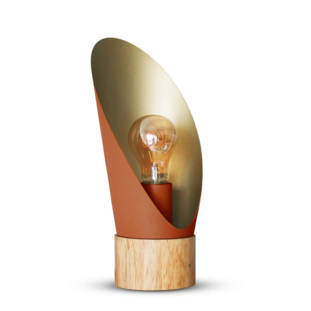 Millumine Lampe à poser xl bois et métal terracotta Orange