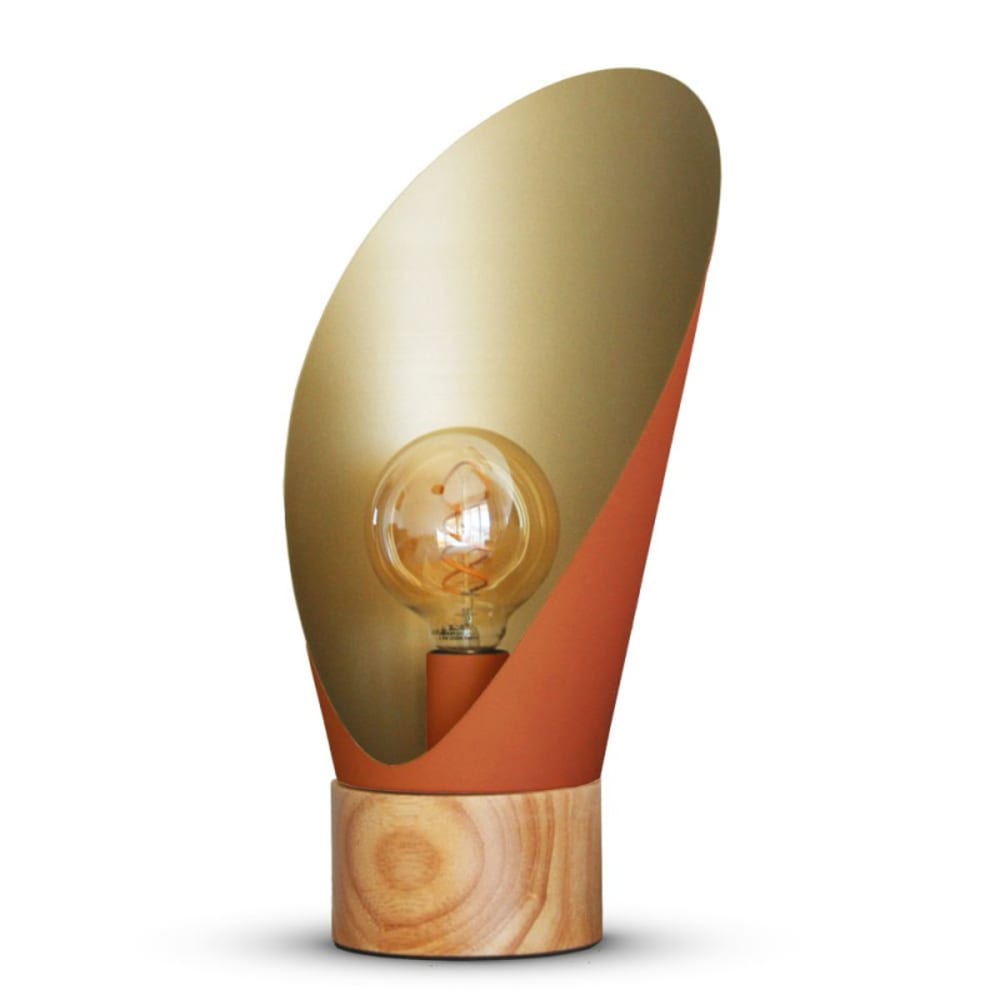 Lampe à poser XL bois et métal terracotta - Maisons du Monde