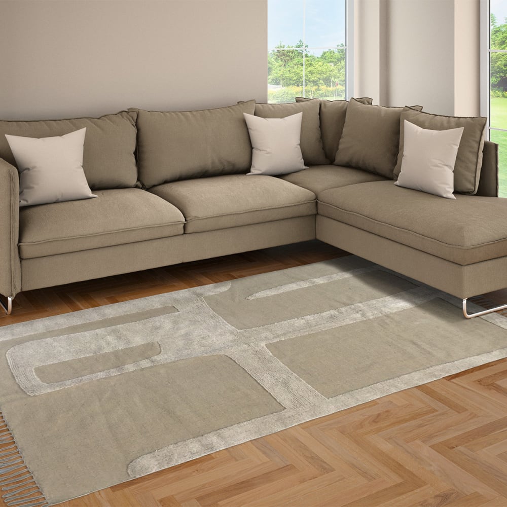 Tapis déco à franges abstrait coton 160x230cm — vue 3
