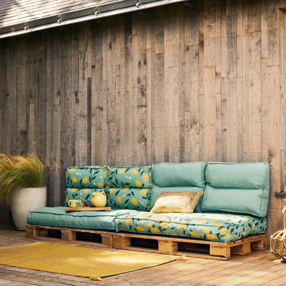 Coussin matelas palette en polyester vert eau 120 x 80 cm - Maisons du Monde