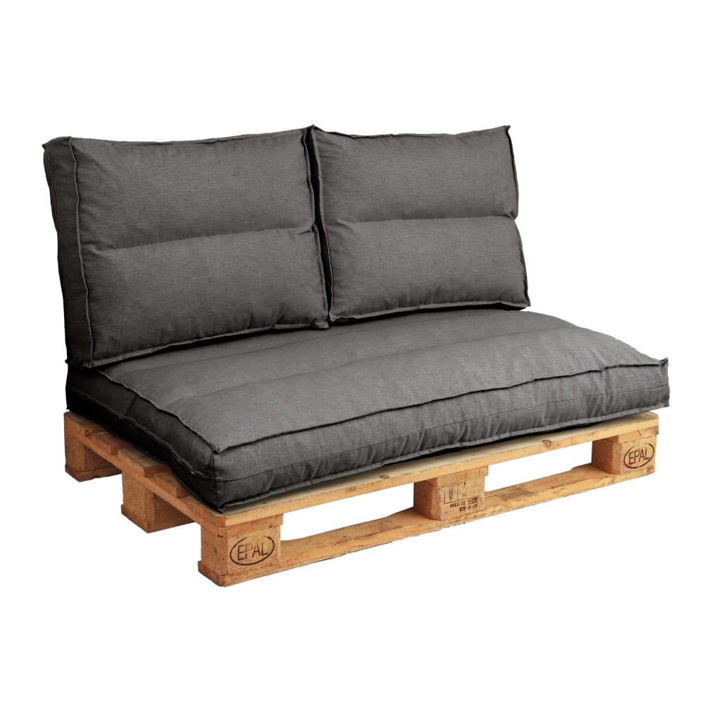 Dossier coussin palette en polyester anthracite 60 x 50 cm