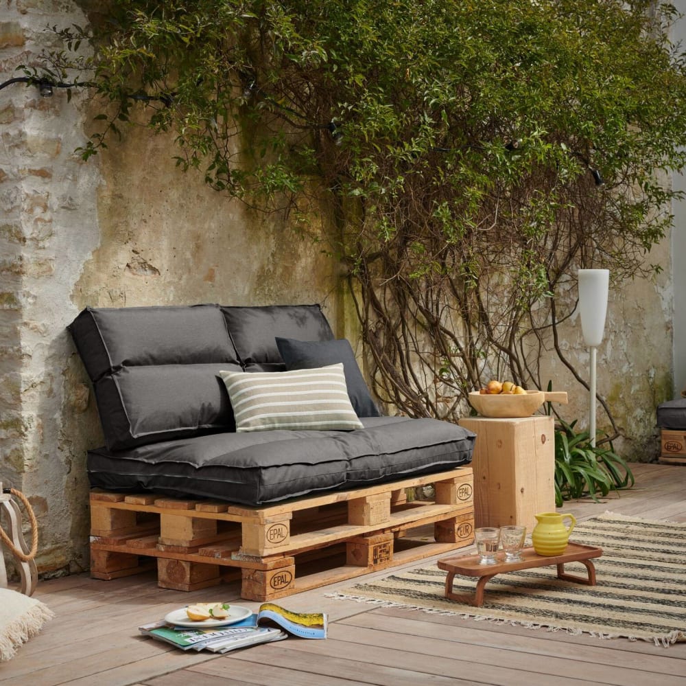 Dossier coussin palette en polyester anthracite 60 x 50 cm - Maisons du Monde