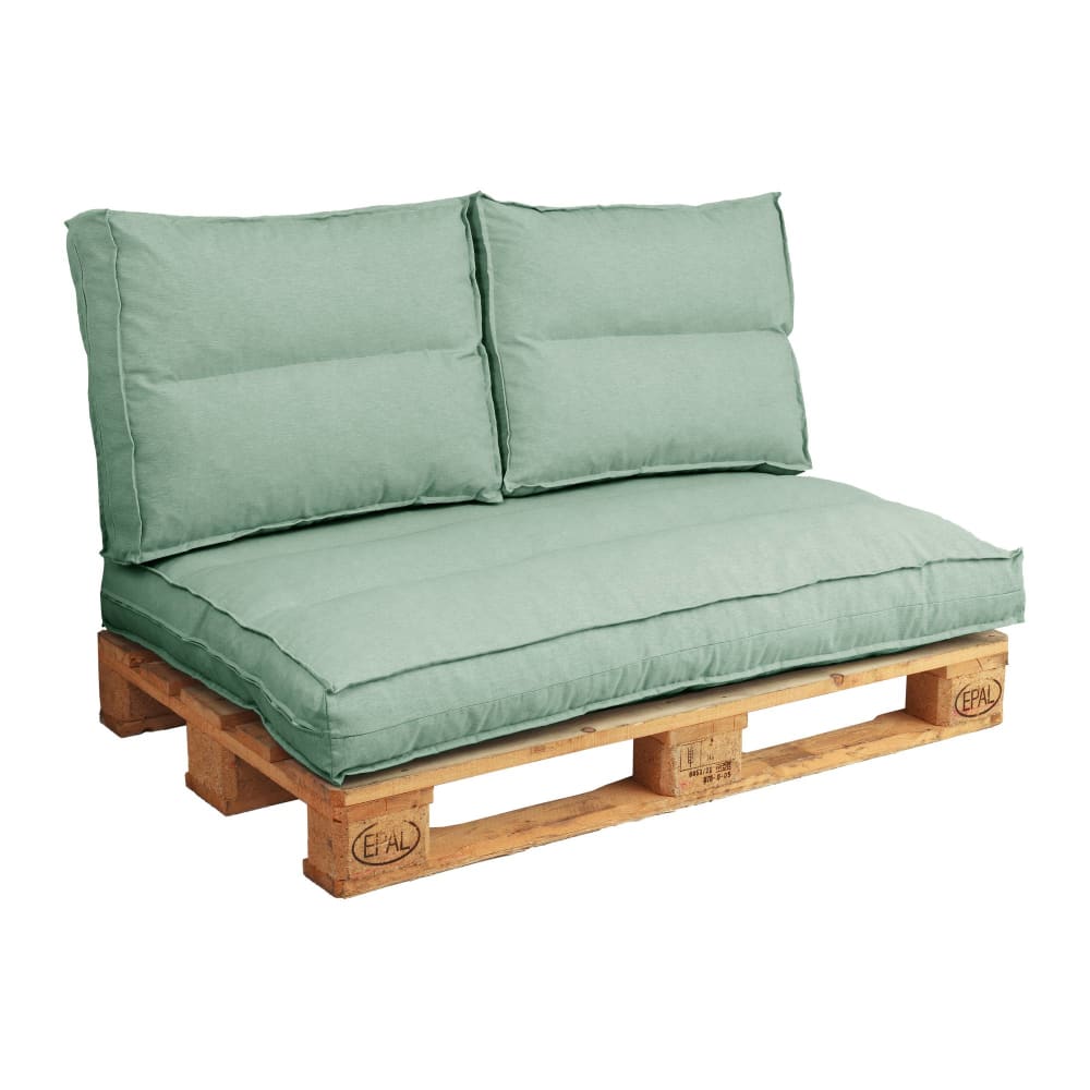 Dossier coussin palette en polyester vert eau 60 x 50 cm