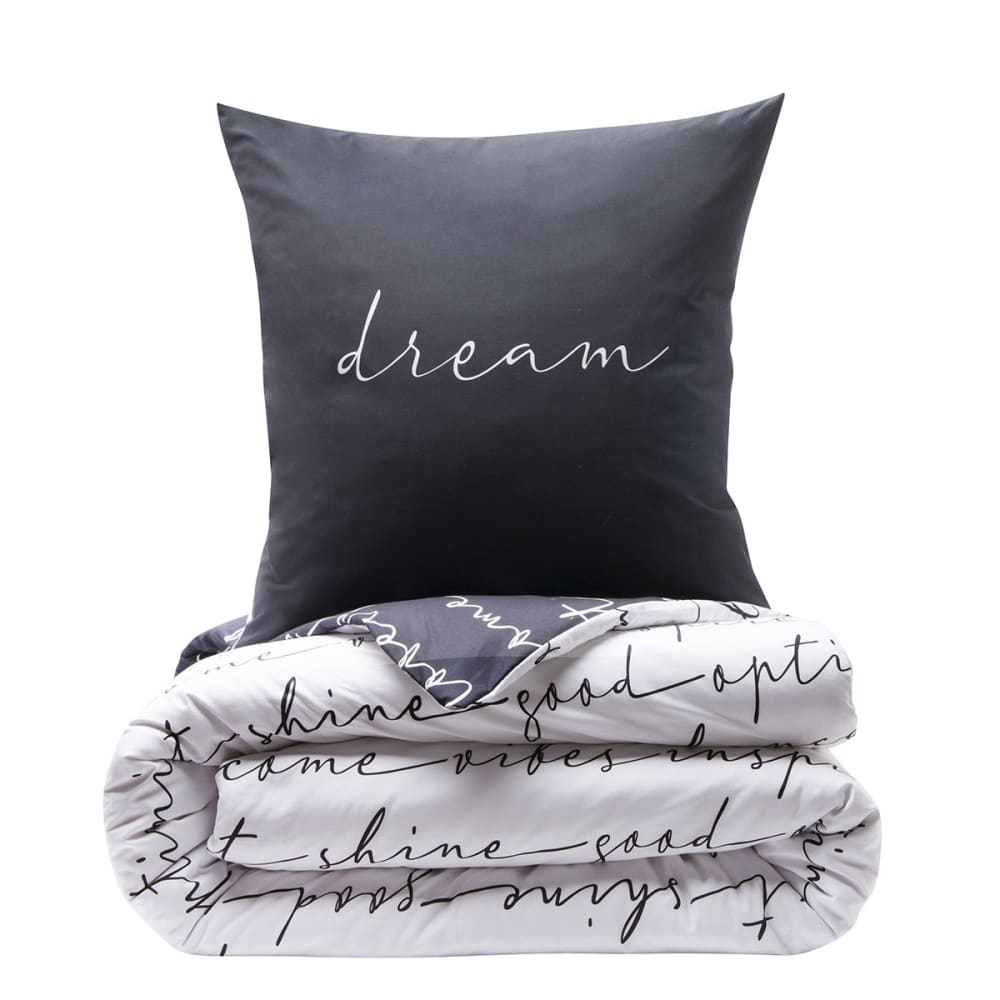Parure de lit 2 personnes à texte réversible 200x200cm - Maisons du Monde