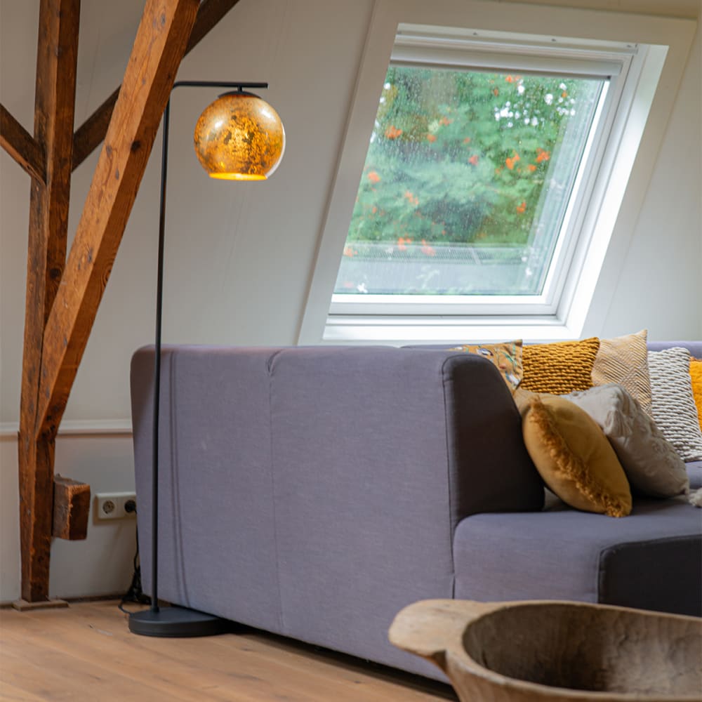 Lampadaire en verre doré/laiton - Maisons du Monde