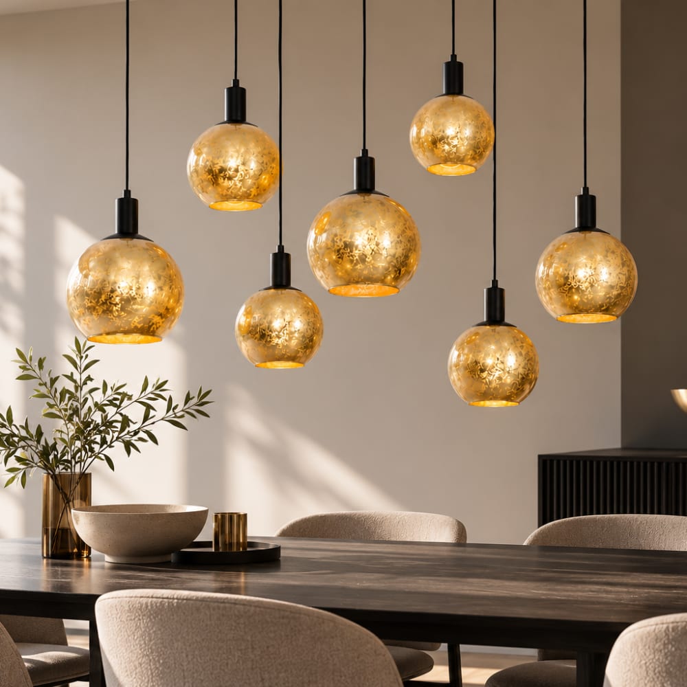 Suspension en verre doré/laiton — vue 3