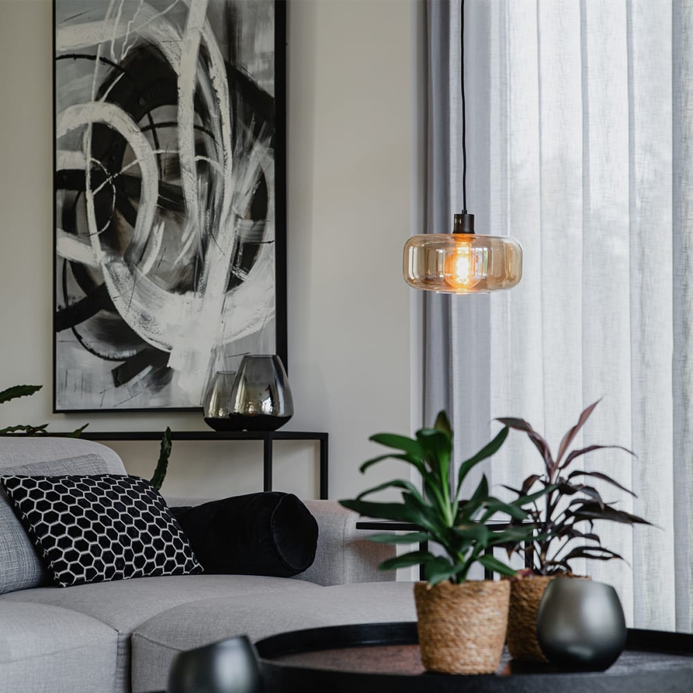 Suspension en verre beige — vue 3
