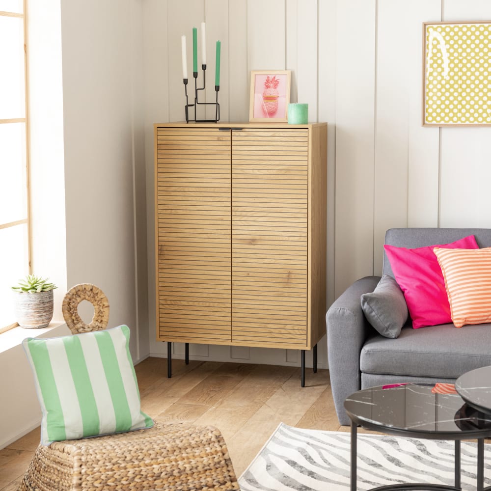 Happy Garden Geschirrschrank aus Holz 2 Türen style modern Braun Spanplatte
