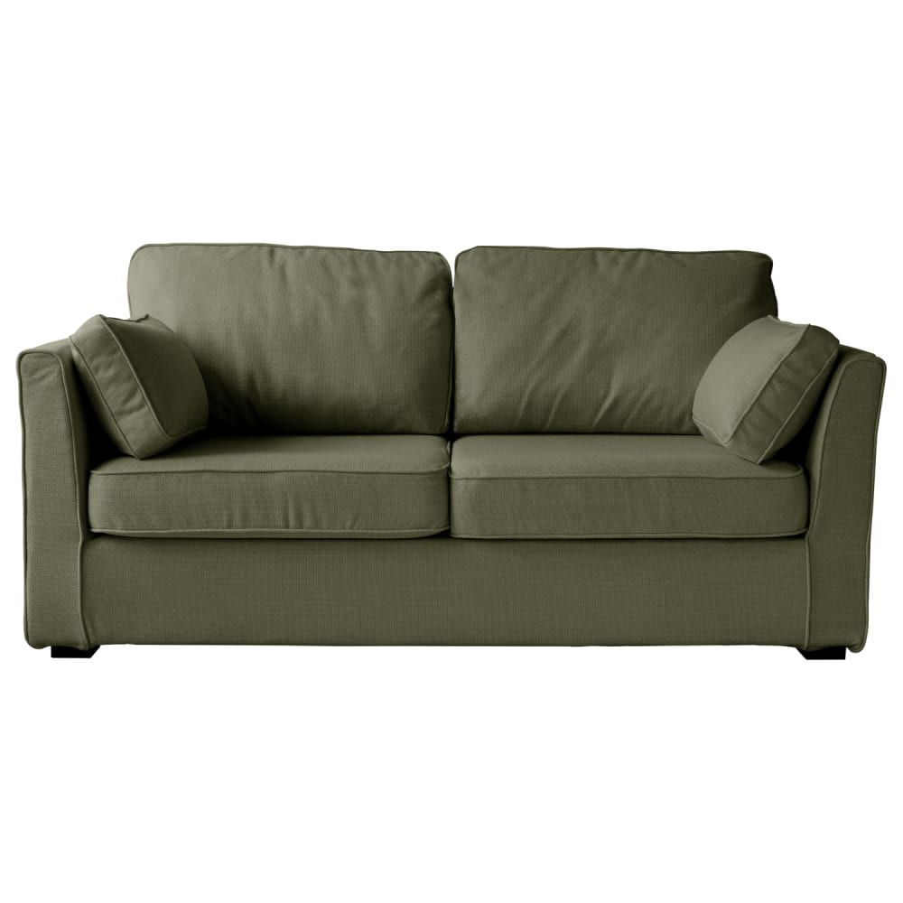 Canapé 3 places fixe en tissu vert