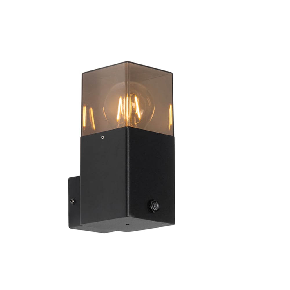 QAZQA Lampe à détecteur extérieur en aluminium noir style contemporain