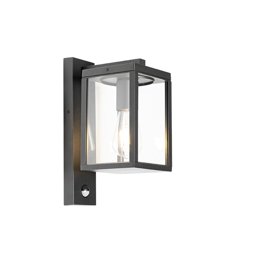QAZQA Lampe à détecteur extérieur en aluminium noir style industriel