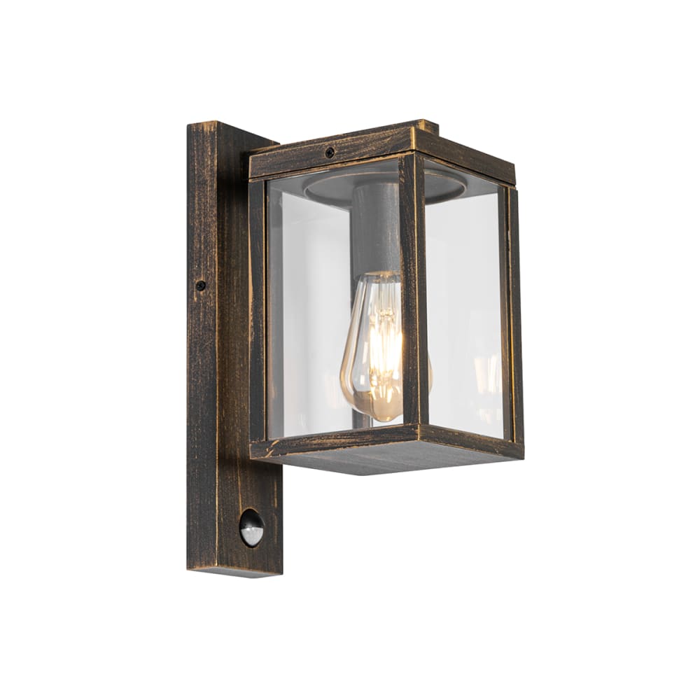 Lampe à détecteur extérieur en aluminium doré/laiton
