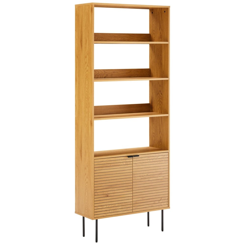 Bibliothèque en bois 4 étagères et 2 portes - Maisons du Monde