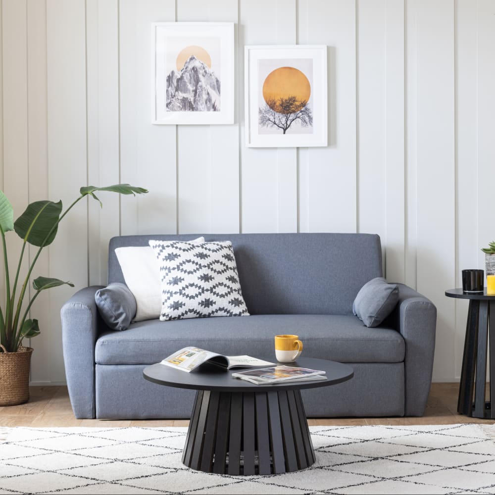 Table basse ronde style scandinave 80cm noire