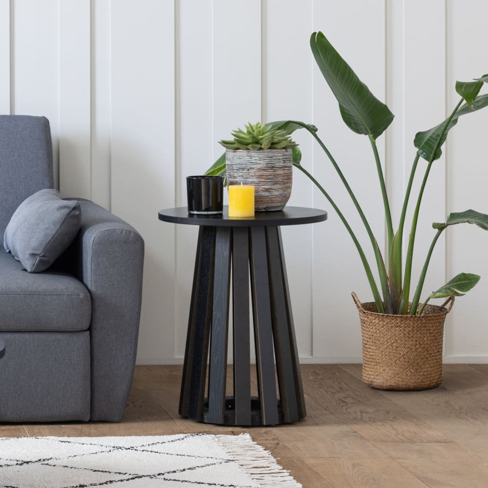 Happy Garden Beistelltisch rund skandinavischer Stil 45cm schwarz style modern - Spanplatte