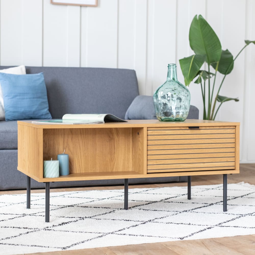 Happy Garden 2-türiger Couchtisch aus Spanplatte style modern Braun Spanplatte