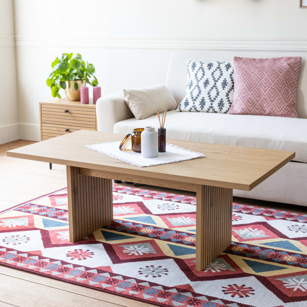 Happy Garden Rechteckiger Couchtisch aus Holz im skandinavischen Stil 120cm style modern Braun Spanplatte