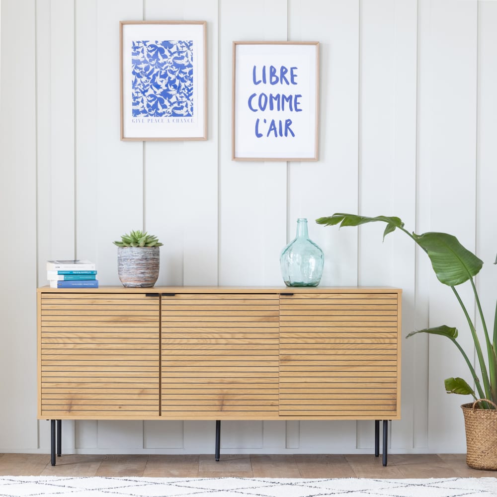 Happy Garden Anrichte aus Holz 3 Türen 150cm style modern Braun Spanplatte
