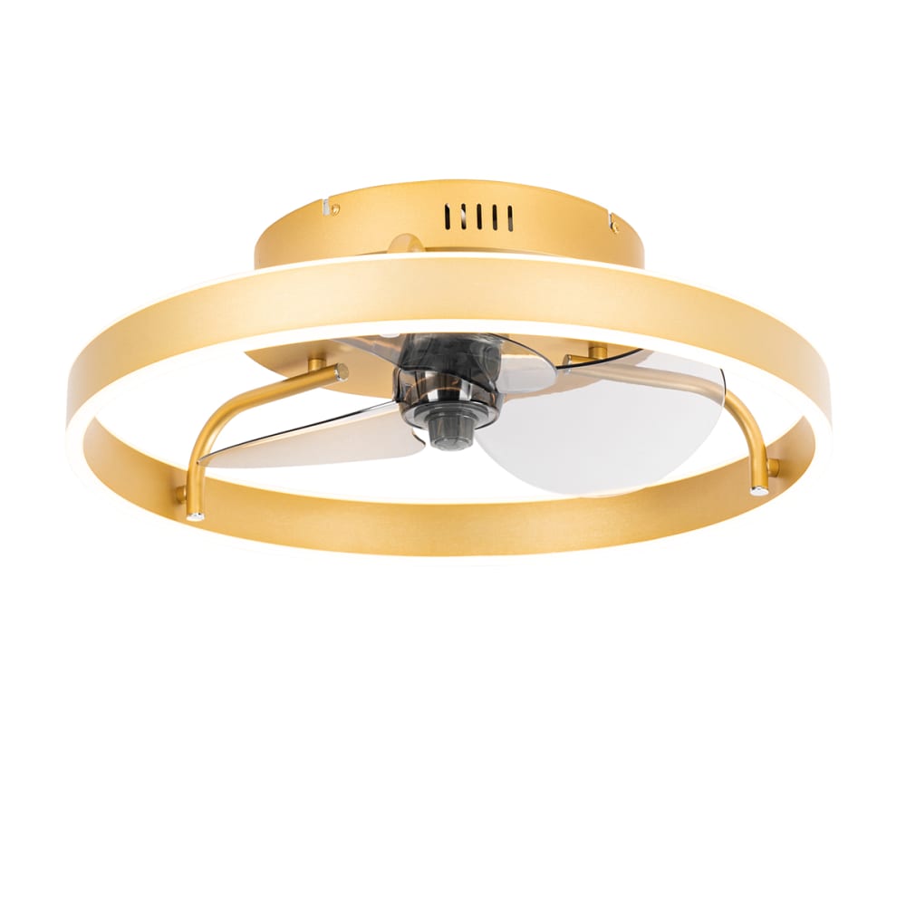 Lampe ventilateur en acier doré/laiton