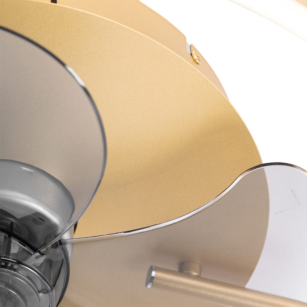 Lampe ventilateur en acier doré/laiton