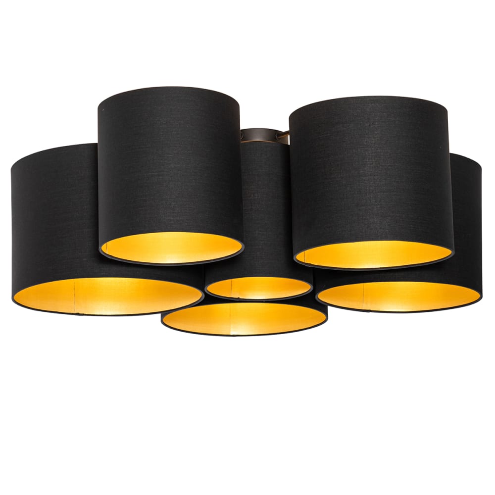 QAZQA Deckenleuchte aus Textil, schwarz style modern - Stoff