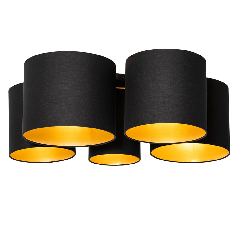 QAZQA Deckenleuchte aus Textil, schwarz style modern - Stoff