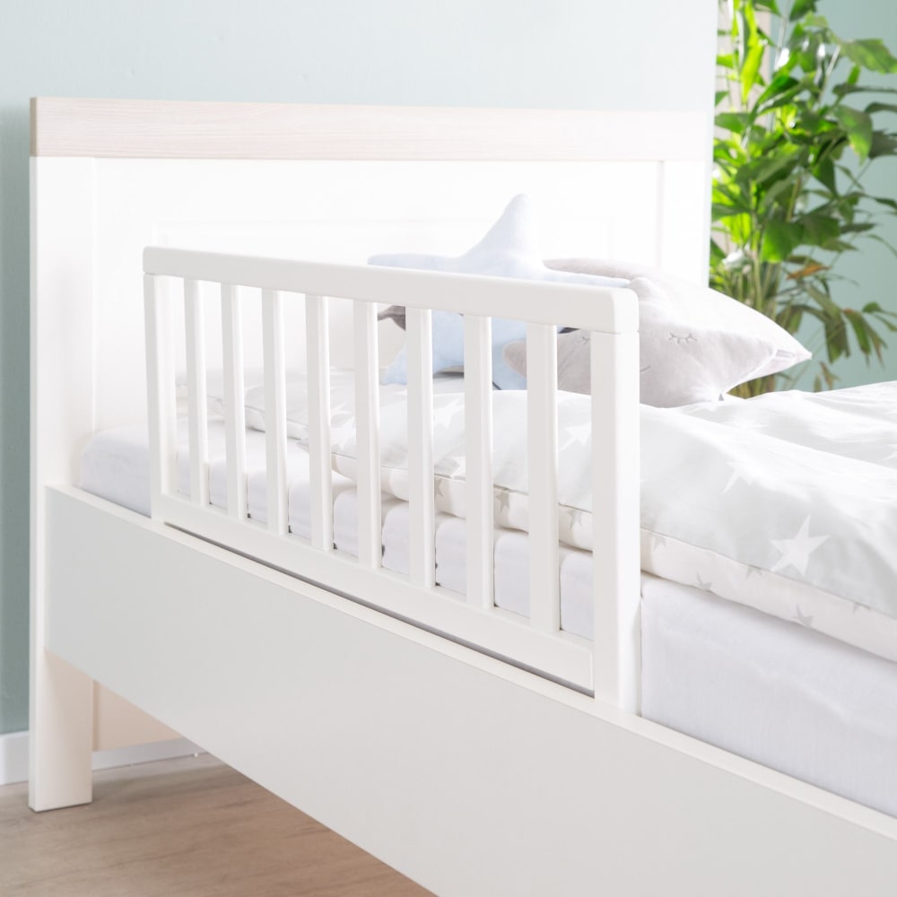 Barrière de lit bébé 90 cm en bois massif blanc