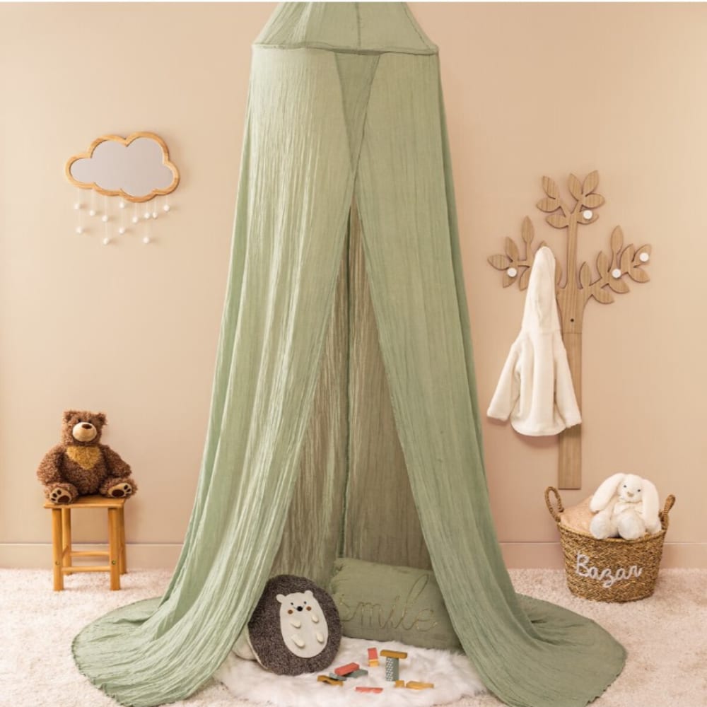 Ciel de lit en double gaze de coton sauge 250x340 cm (Home Maison) - Image 3