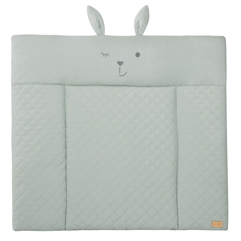 Matelas à langer visage lapin déperlant 85x75 en PVC vert