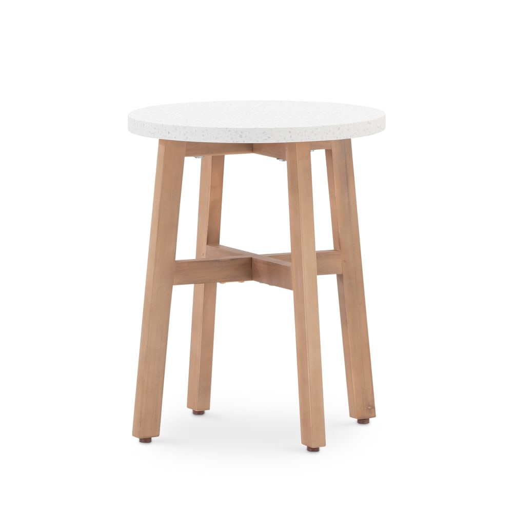Table basse jardin ronde en bois et terrazzo D50