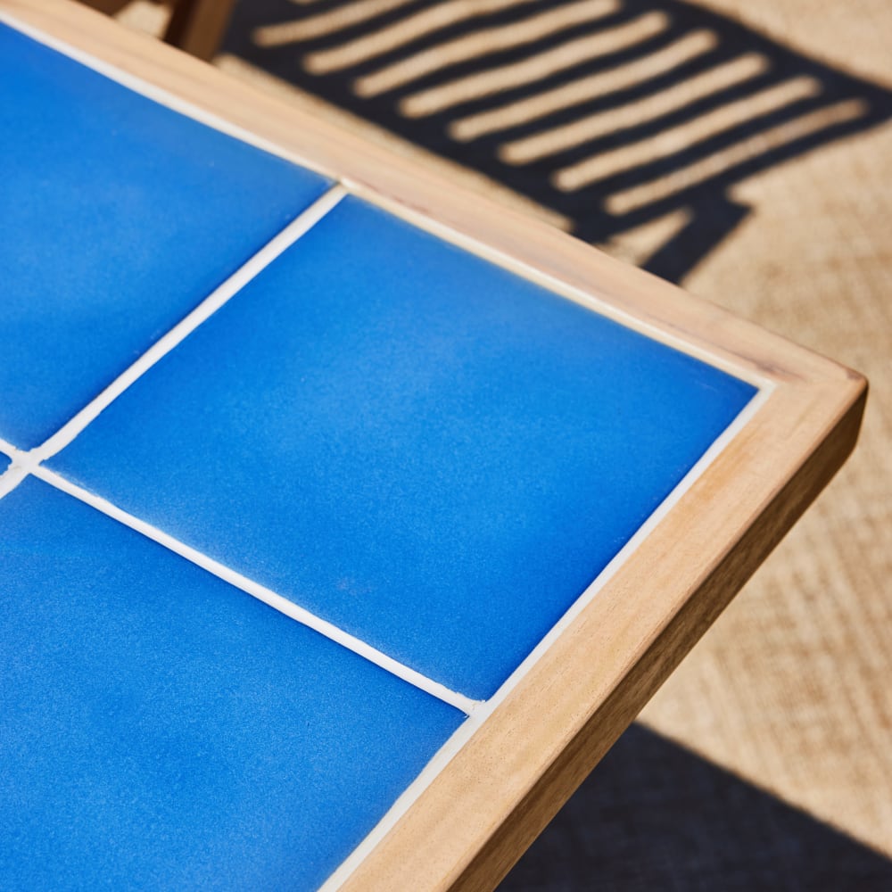 Set de repas jardin 6 pl table céramique bleue 168x87 - Maisons du Monde