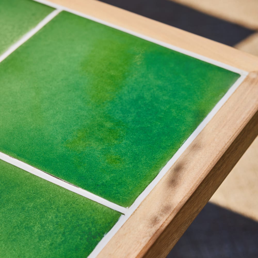 Set de repas jardin 6 pl table céramique vert 168x87 - Maisons du Monde