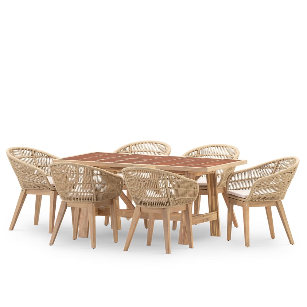 Ensemble de table et jardin 6 chaises table céramique terrecuit 168x87
