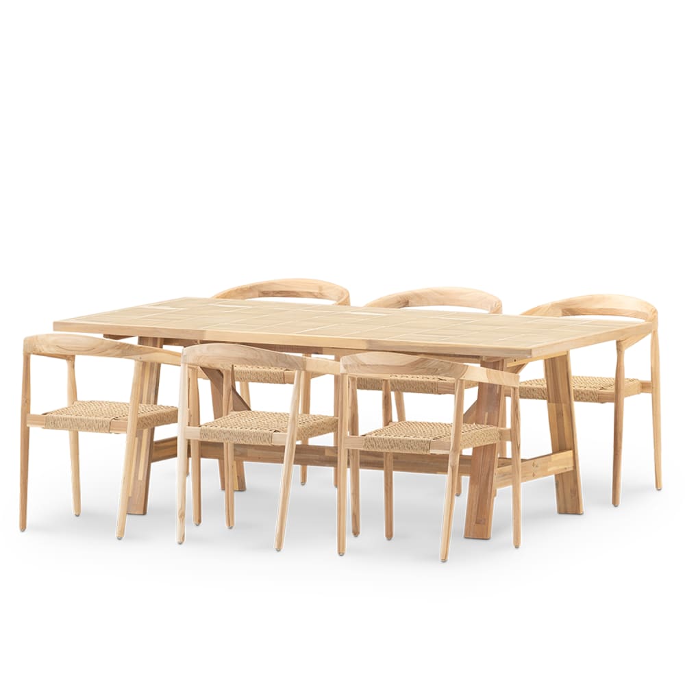 Set repas 6pl céramique beige 205x105
