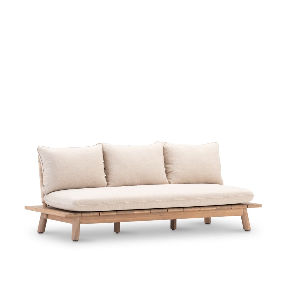 Defora Home 3-Sitzer Sofa aus beigem Holz und Seil - Holz