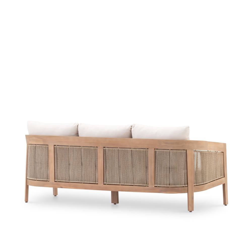 3-Sitzer Gartensofa aus beigem Holz und Seil - Maisons Du Monde