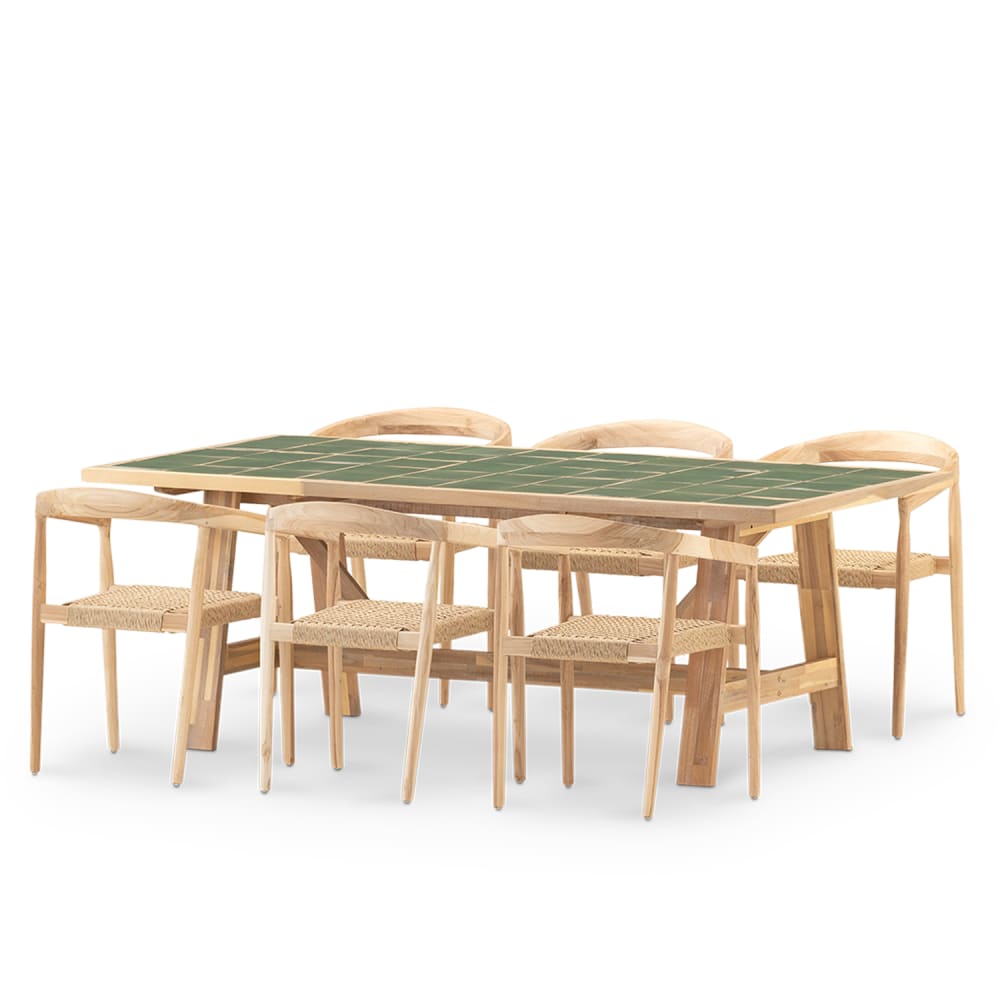 Set repas 6pl céramique verte 205x105