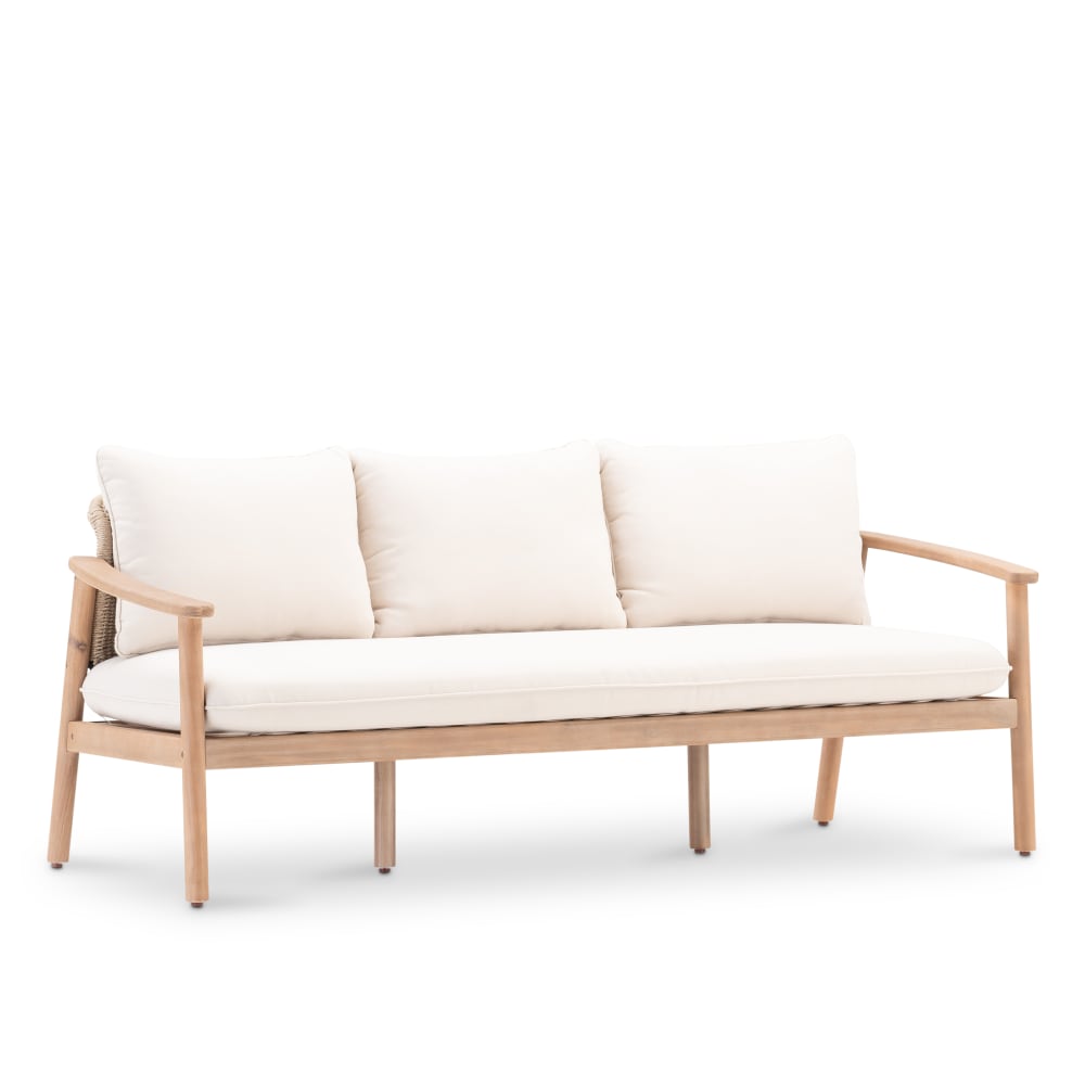 Canape 3 places jardin en bois et corde tressé