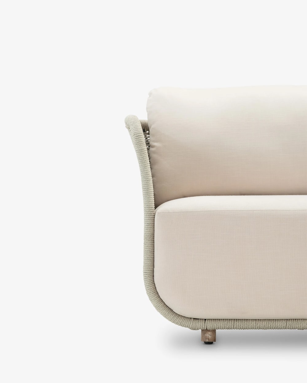 Set de jardin 4 places corde grise avec 2 tables rondes en ciment - Maisons du Monde