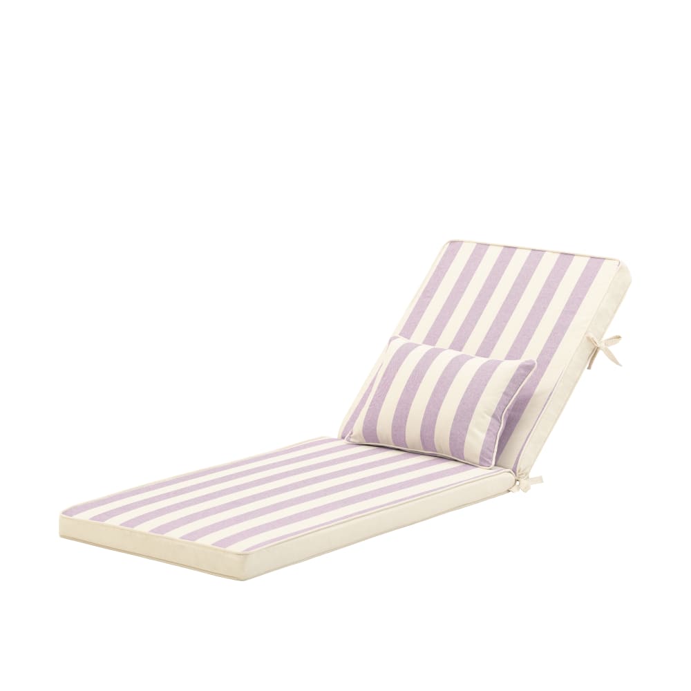 Pack 2 coussins à rayures avec petit coussin pour chaise longue violet