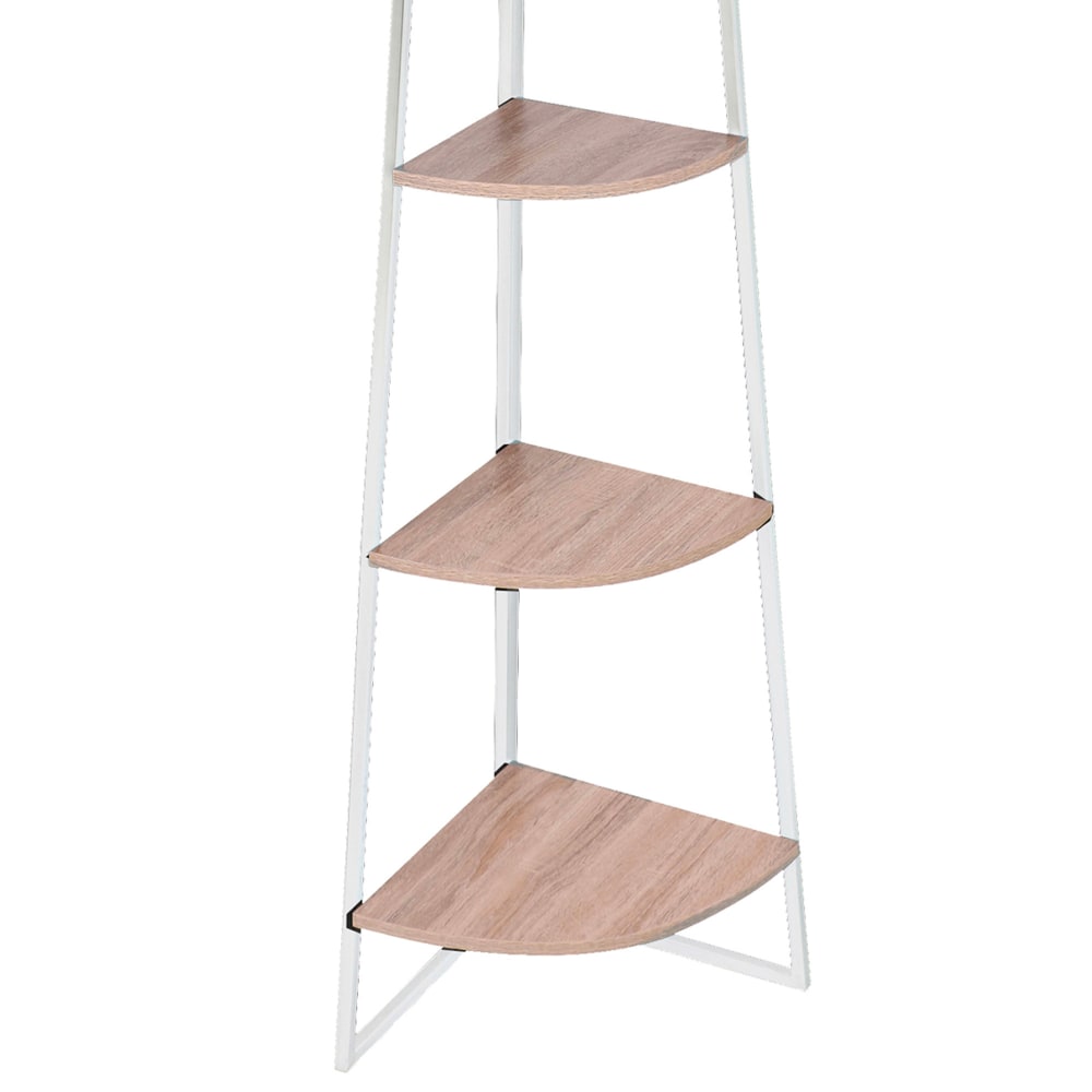 Étagère d'angle en bois et métal blanc 5 étages 36x36x180cm