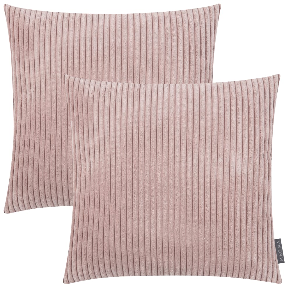 Housses de coussin velours côtelé rose - Lot de 2 - 45x45