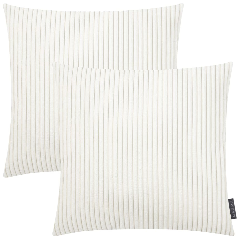 Housses de coussin velours côtelé ivoire - Lot de 2 - 45x45