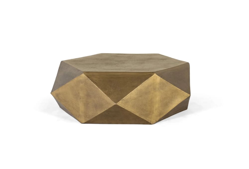 GINER Y COLOMER Sechseckiger Couchtisch aus goldfarbenem Metall style modern - Aluminium